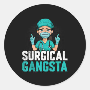 Adesivo Redondo Gangsta Cirúrgico Tecnólogo de Tecnologia Cirúrgic