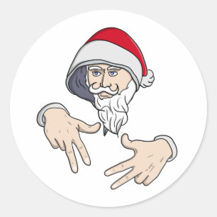 Adesivo Redondo Gangsta legal Hip Hop Hand Rap Santa Claus