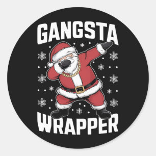 Adesivo Redondo Gangsta Wrapper Funny Dabbing Papai noel Natal