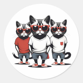 Adesivo Redondo Gângster Gatos
