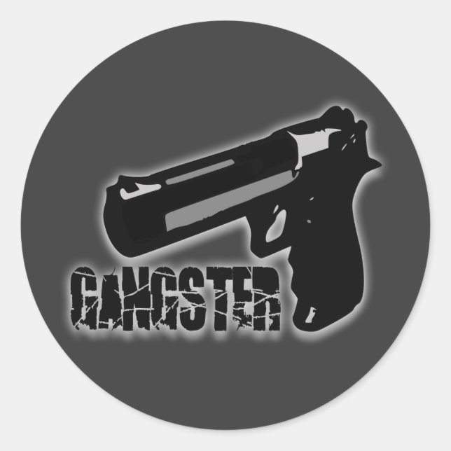 Adesivo Redondo Gangster Gun (Frente)