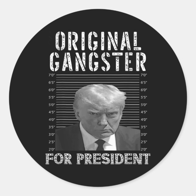 Adesivo Redondo Gangster Para O Presidente Donald Trump 2024 Patri (Frente)