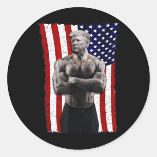 Adesivo Redondo Gangster Pro Donald Trump Tatuagem Republicana Ame