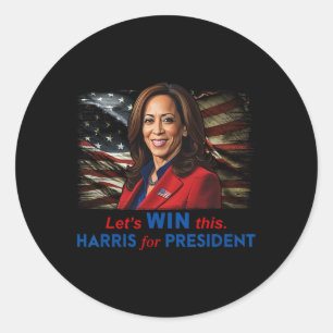 Adesivo Redondo Ganhe Este Harris Para O Presidente Kamala Harris