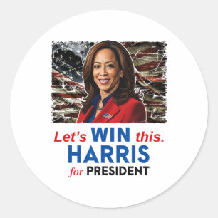 Adesivo Redondo Ganhe Este Harris Para O Presidente Kamala Harris 
