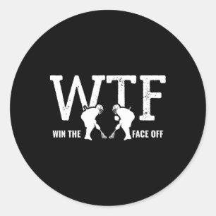Adesivo Redondo Ganhe O Jogador De Lacrosse Face Off Mãe Pai Trein