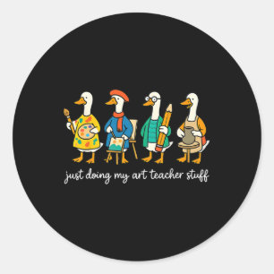 Adesivo Redondo Ganso Bobo Engraçado Professor de Arte Pintura Dr