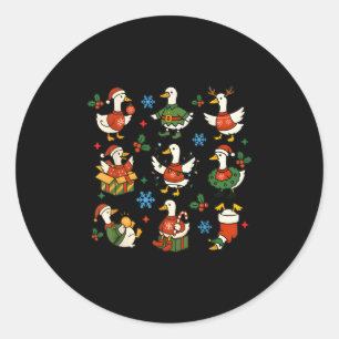 Adesivo Redondo Ganso Bobo Retrô do Papai Noel Natal Fofo Alegre G