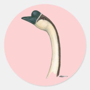 Adesivo Redondo Ganso:  Cabeça Chinesa Castanha