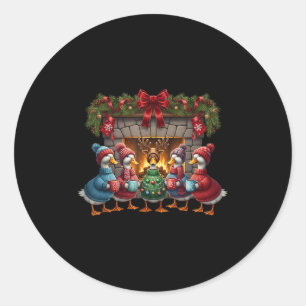 Adesivo Redondo Ganso de Natal Feliz Natal de Ganso