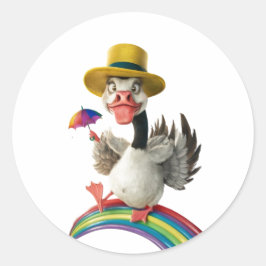 Adesivo Redondo Ganso do bobo no desenho solto, ganso do Bobo