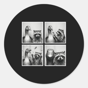 Adesivo Redondo Ganso engraçado e amigos de fotocabine de guaxinim