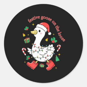 Adesivo Redondo Ganso Festivo de Natal à Solta Ganso Bobo X