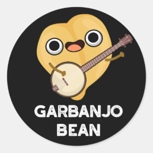 Adesivo Redondo Gar-banjo Bean Funny Garbanzo Banjo Pun Dark BG