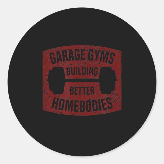 Adesivo Redondo Garage Gyms Construindo Melhores Casamentos Barbel (Frente)