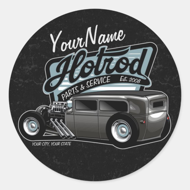 Adesivo Redondo Garagem Compre de velocidade do Sedan de hot Rod s (Frente)