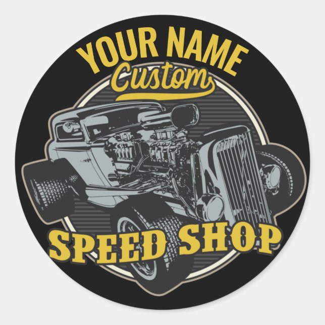 Adesivo Redondo Garagem de Corrida Compre Personalizada de Velocid (Frente)