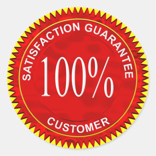 Adesivo Redondo Garantia de satisfação em vermelho-cromo (Frente)