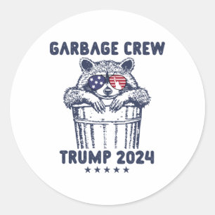 Adesivo Redondo Garbyge Crew Trump Garge Man In Trash Truck Electi