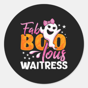 Adesivo Redondo Garçonete das mulheres do Halloween Fab Boo Lous