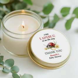 Adesivo Redondo Garden Floral Daisy Little Ladybug Baby Shower