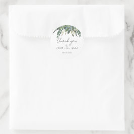 Adesivo Redondo Garden Foliage Nature Greenery Casamento Obrigado