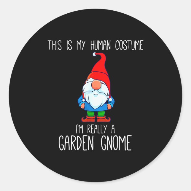 Adesivo Redondo Garden Gnome Costume, Halloween, This Is My Human  (Frente)