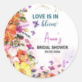 Adesivo Redondo Garden love is in bloom wildflower bridal shower