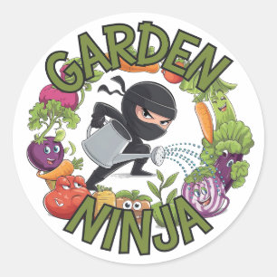 Adesivo Redondo Garden Ninja Design - Gráfico Divertido de Jardina