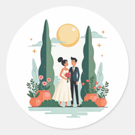 Adesivo Redondo Garden Romance Stickers