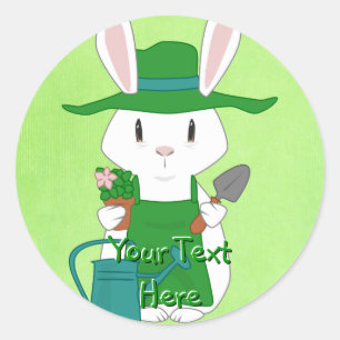 Adesivo Redondo Gardening Bunny Stickers