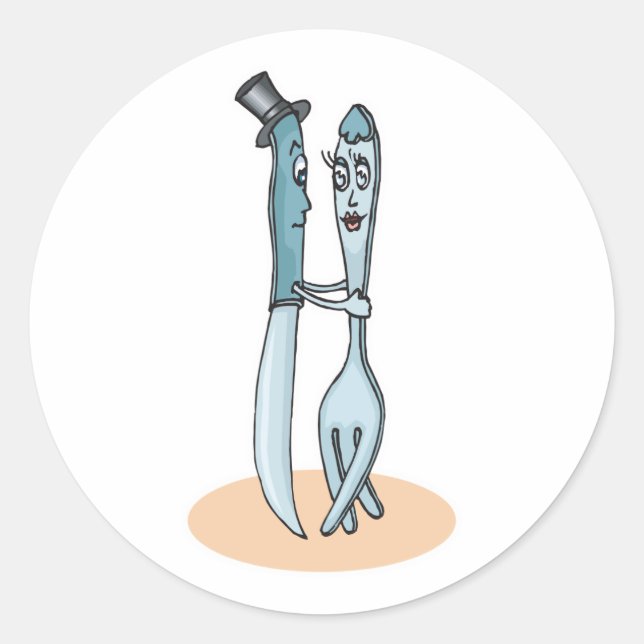 Adesivo Redondo garfo e faca dançantes (Frente)