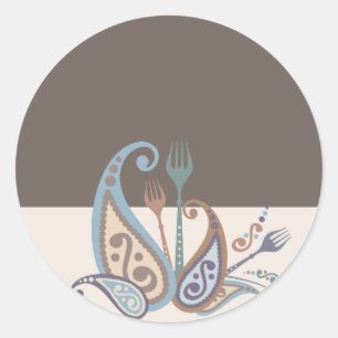 Adesivo Redondo garfos de paisley do meu cozinhar de cozinha