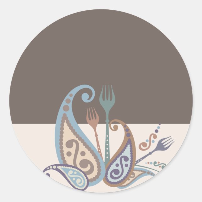 Adesivo Redondo garfos de paisley do meu cozinhar de cozinha (Frente)
