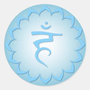 Adesivo Redondo Garganta Chakra - luz - azul