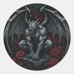 Adesivo Redondo Gárgula e Rosas