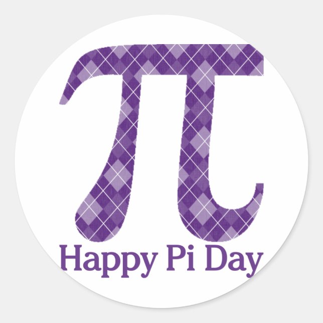 Adesivo Redondo Gárgula Roxo Feliz Pi Day (Frente)