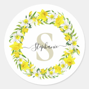 Adesivo Redondo Garland White Daffodil Personalizada