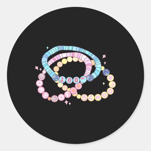 Adesivo Redondo Garota 100 Dias De Amizade Engraçada Na Escola Br (Frente)