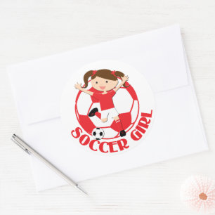 Adesivo Redondo Garota 1 e Ball Red and White v2