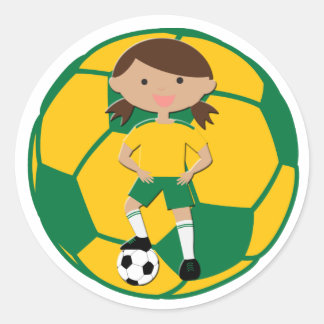Adesivo Redondo Garota 4 e Ball Green e Yellow