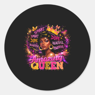 Adesivo Redondo Garota Afro Mulheres Negras Africanas Rainha Melan