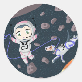 Adesivo Redondo Garota Asteroide