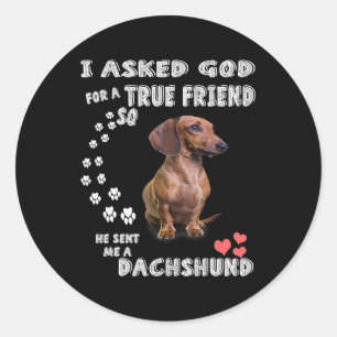 Adesivo Redondo Garota Bonita Dachshund Doxie dá presentes Dachshu