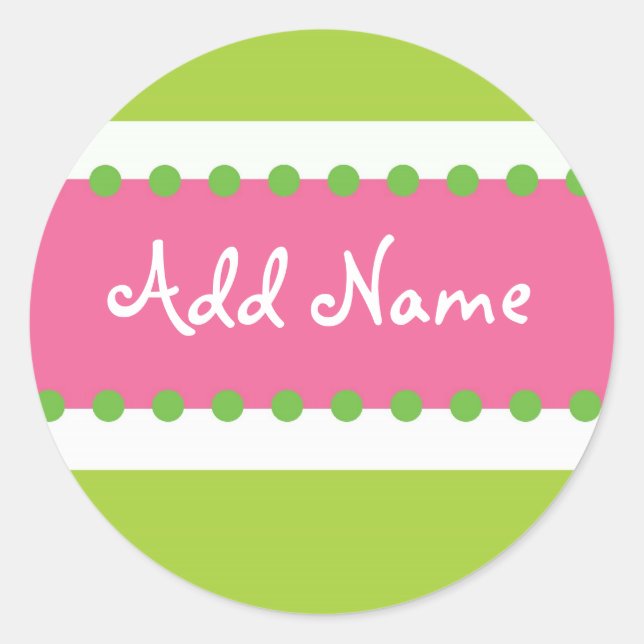 Adesivo Redondo Garota Briar Doce Vinheta Rosa e Verde (Frente)