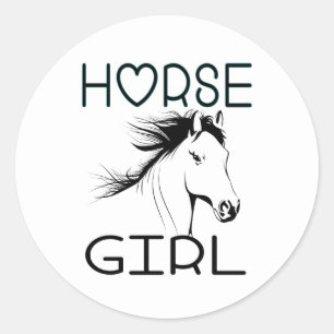 Adesivo Redondo Garota Cavalo Equestre Amante Cavalos Cowgirl Pône