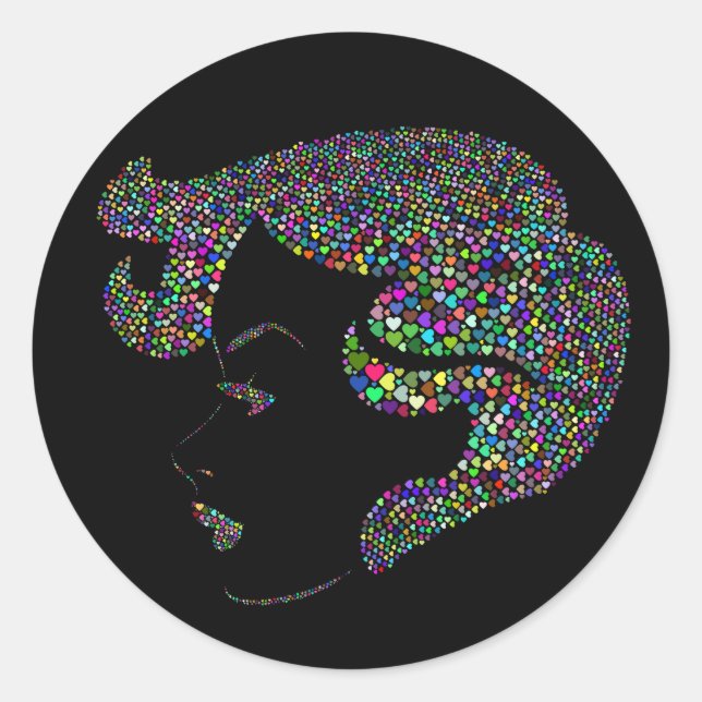 Adesivo Redondo Garota com coração (Frente)