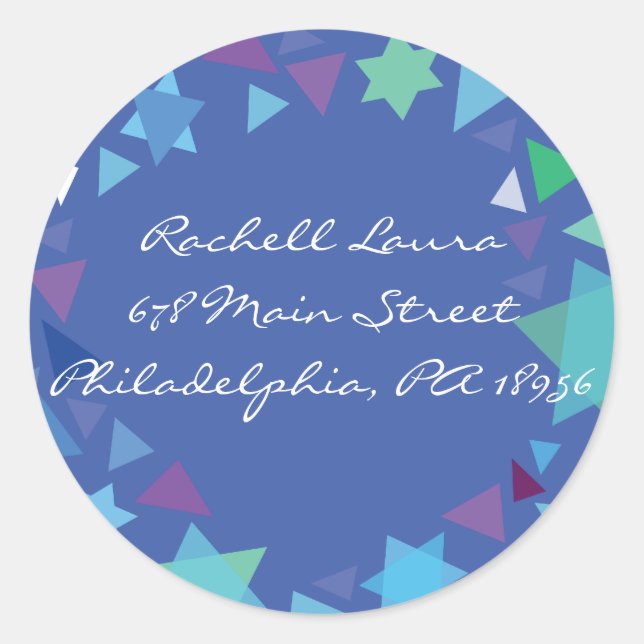 Adesivo Redondo Garota com estrelas no cabelo Mitzvah Sticker (Frente)