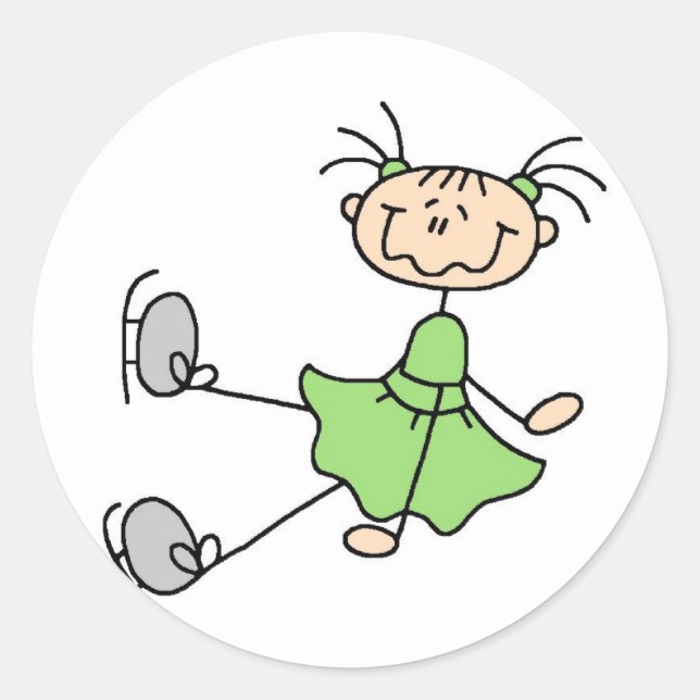 Adesivo Redondo Garota Com Vidro De Gelo Verde (Frente)