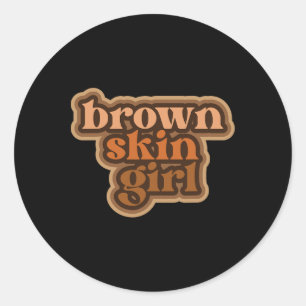 Adesivo Redondo Garota da Pele Castanha Mulher Negra Melanin Brown